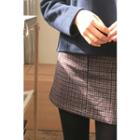 Zip-front Checked Miniskirt