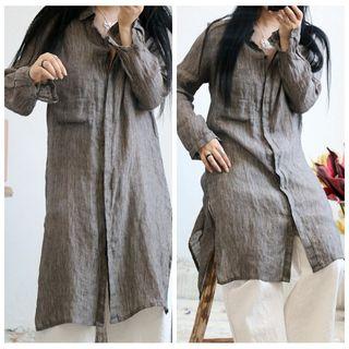 Striped Long-sleeve Shirt Gray - One Size