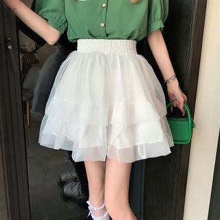 Mesh Mini Tiered Skirt