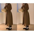 Woolen Long Wrap Coat With Sash