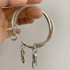 Layered Sterling Silver Open Bangle Sl0339 - 1 Pc - Silver - One Size