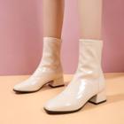 Block-heel Square-neck Short Boots