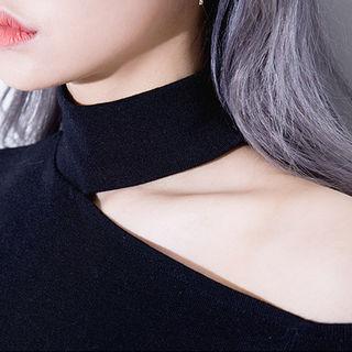 One-shoulder Mock-turtleneck Sweater