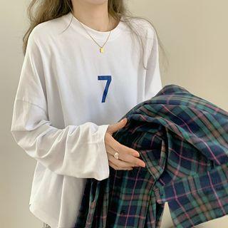 Asymmetric Long-sleeve T-shirt As Shown In Figure - One Size