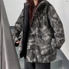 Camouflage Padded Hooded Zip-up Coat