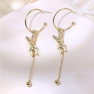 Rhinestone Alloy Rabbit Dangle Earring A343 - Gold - One Size