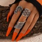 Set Of 3: Retro Alloy Ring (assorted Designs) 17324 - 3 Pcs - Silver - One Size