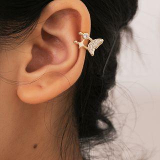 Rhinestone Alloy Butterfly Cuff Earring 1 Pc - 1951 - Gold - One Size