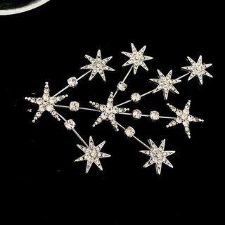 Rhinestone Star Hair Clip Silver & Black - One Size