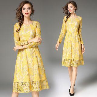 Long Sleeve Lace A-line Dress