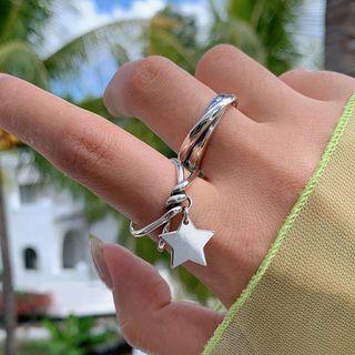 Layered Star Open Ring Ring - Star - Silver - One Size