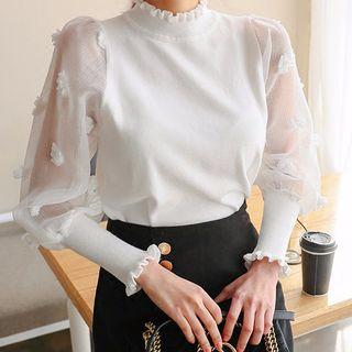 Flower Applique Panel Sweater