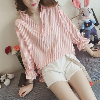 Dolman-sleeve Striped Blouse