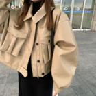 Faux Leather Zip Jacket / Midi Dress