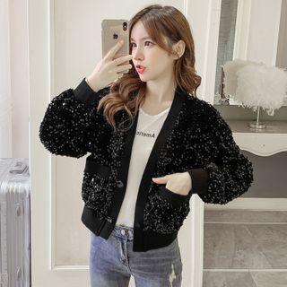 Sequined V-neck Cardigan