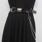 Chain Layered Faux Leather Belt Black - One Size