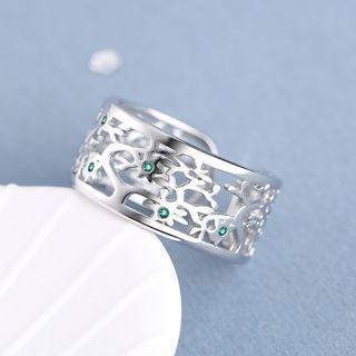 Cut-out Open Ring 1pc - Silver - One Size
