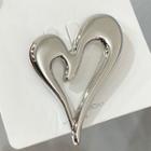 Heart Alloy Brooch Silver - One Size