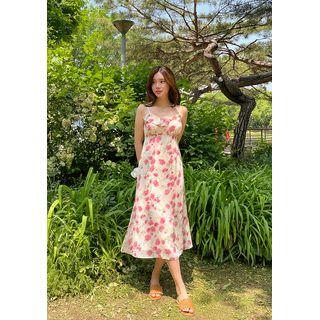 High-waist Rosette Sundress Pink - One Size