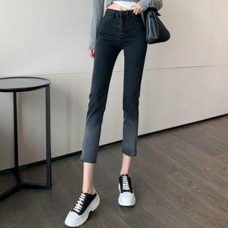 Gradient Zip Straight Leg Jeans