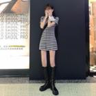 Short-sleeve Striped A-line Dress As Shown In Figure - One Size
