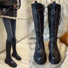 Faux-leather Lace-up Tall Boots