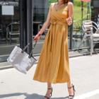 Spaghetti-strap Tie-waist Long Dress