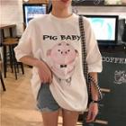 Pig-print Short-sleeve T-shirt
