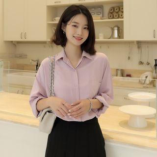 Basic Pocket-front Crepe Shirt
