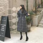 Plaid Wool Blend Long Coat With Sash