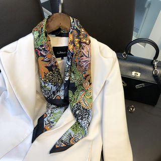 Flower Print Satin Scarf