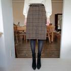 Plaid Wool Blend H-line Skirt With Belt