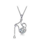 925 Sterling Silver Twelve Horoscope Aquarius Pendant With White Cubic Zircon And Necklace