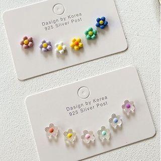 Set : Flower Stud Earring/heart Stud Earring
