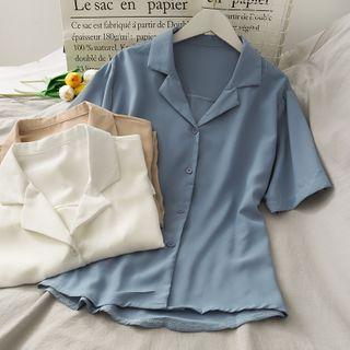 Short-sleeve Lapel Loose Shirt In 6 Colors