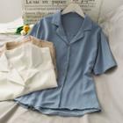 Short-sleeve Lapel Loose Shirt In 6 Colors