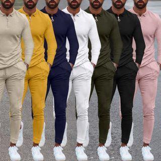Short-sleeve Collared T-shirt / Long-sleeve T-shirt / Cropped Harem Pants / Set