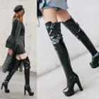 Side Zip High-heel Patent Over-the Knee Boots