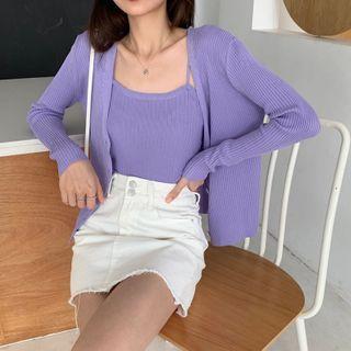 Plain Cardigan / Spaghetti Strap Top
