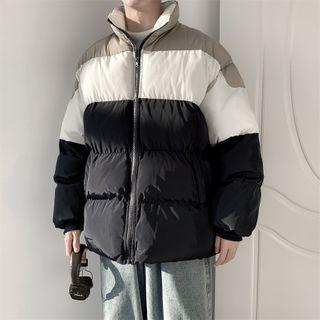 Color Block Zip-up Padded Jacket