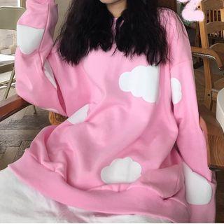 Cloud Print Oversized Pullover