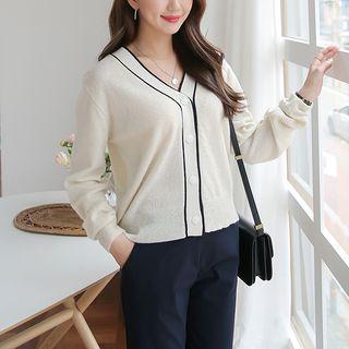 Ringer Woolen Knit Cardigan