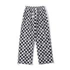 Lettering Heart Checkerboard Wide Leg Pants