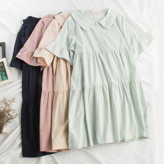 Short-sleeve Crinkled Dress