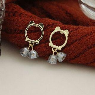 Bear Faux Crystal Dangle Earring 1 Pair - Transparent & Gold - One Size