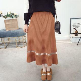 Contrast-trim Knit Midi Skirt