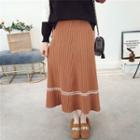 Contrast-trim Knit Midi Skirt