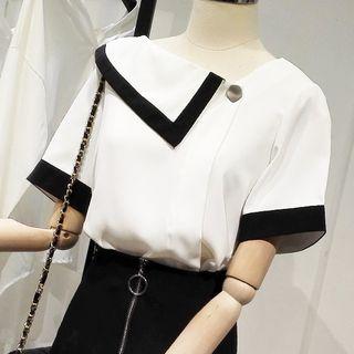Color-block Asymmetric Blouse