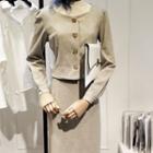 Set: Cropped Buttoned Jacket + Midi Skirt
