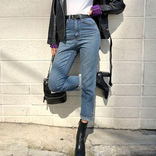 Exclusive High-waist Straight-cut Jeans